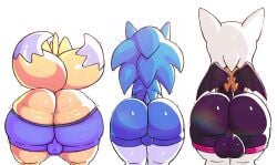 1girls 2boys 2femboys anthro anthro_only ass ass_comparison ass_focus backsack ball_bulge bat big_ass big_butt bubble_butt bulge bulge_through_clothing clothed clothed_female dumptruck_ass facing_away fat fat_ass female femboy feminine feminine_male fox fox_boy fox_tail futanari girly hedgehog huge_ass lineup male mobian_(species) rouge_the_bat sega senor9 sonic_(series) sonic_the_hedgehog sweat sweaty sweaty_butt tails tails_the_fox thick thick_ass thick_boy thick_butt thick_thighs thigh_highs trio wide_hips