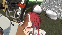 3d 3d_(artwork) after_fellatio black_penis cock_worship cum fossil3d futanari guilty_gear guilty_gear_strive incest jack-o'_valentine ramlethal_valentine red_hair showing_cum