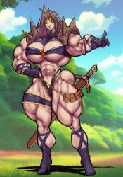 abs ass b9tribeca biceps big_breasts big_muscles breasts female hair huge_breasts huge_muscles large_breasts large_muscles long_hair muscles muscular_arms muscular_female muscular_legs muscular_thighs pecs sword wide_hips