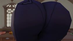 3d animated ass ass_focus ass_shake bare_shoulders blue_hair bodysuit female from_behind genshin_impact huge_ass jiggle kishi leaning leaning_forward pants short_hair skin_tight solo tagme twerking video yelan_(genshin_impact)