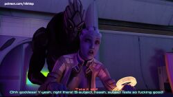 3d alien alien_genitalia alien_girl alien_humanoid asari comic comic_page english english_text liara_t'soni mass_effect turian vikhlop