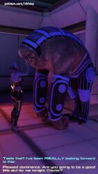3d alien alien_genitalia alien_girl asari comic comic_page elcor english english_text latex_clothing liara_t'soni mass_effect vikhlop
