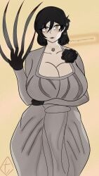 alcina_dimitrescu alternate_version_available claws cleavage gloves huge_breasts large_breasts mature_female milf necklace resident_evil resident_evil_8:_village short_hair tfa_(artist) vampire yellow_eyes