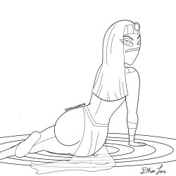 alien alien_girl alien_humanoid dohnjoensfw duck_dodgers exposed_ass facial_mark female female_focus female_only line_art looney_tunes martian martian_(duck_dodgers) queen_tyr'ahnee warner_brothers