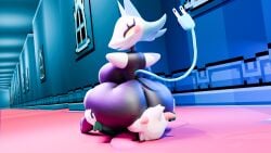 3d 3d_(artwork) 4k anthro ass ass azul_uwu big_ass big_butt deltarune deltarune_chapter_2 facesitting female hand_on_butt hi_res highres male male/female ralsei ralsei_with_white_fur self_upload tail tasque_manager_(deltarune) thick_ass thick_butt