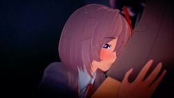 1boy 3d 3d_animation animated blowjob blue_eyes censored coral_pink_hair doki_doki_literature_club fellatio koikatsu mashirosolera no_sound red_bow sayori_(doki_doki_literature_club) tagme video