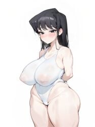 ai_assisted big_breasts black_eyes black_hair huge_breasts komi-san_wa_komyushou_desu komi_shouko leotard thick_thighs ttt_ia23 white_skin wide_hips