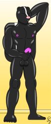 avery_the_skunk black_fur black_penis furry masturbation paj_(artist) skunk skunk_tail