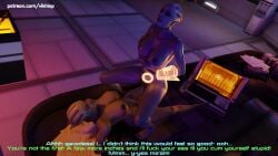 3d alien alien_genitalia alien_girl alien_humanoid anal asari asari_futanari comic comic_page english english_text futanari huge_cock liara_t'soni mass_effect shiala vikhlop