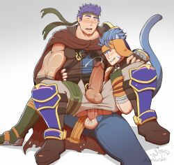 anal anal_sex balls bara big_balls big_penis blue_eyes blue_hair clothing cum erection fire_emblem fire_emblem:_path_of_radiance fire_emblem:_radiant_dawn gay gay_anal gay_sex ike_(fire_emblem) male male/male male_only male_penetrated male_penetrating_male muscular_male nintendo penetration penis ranulf_(fire_emblem) sex wolfshirtart