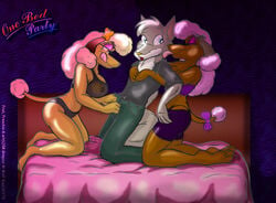 1boy 2008 2girls anthro bed bra breasts canine female franchesca frenchie fur furry greycat_rademenes licking male panties pants poodle threesome tongue underwear undressing unzipped unzipping wolf