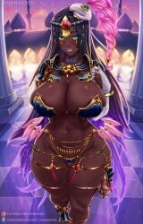 1girls alternate_costume alternate_version_available areola_slip areolae armwear big_breasts black_hair breasts fate_(series) female female_only green_eyes hair harem_outfit hat headwear hips huge_breasts jewel_on_forehead jewelry lips long_hair mature mature_female revealing_clothes scheherazade_(fate) scroll shamashiel skimpy skimpy_clothes slutty_outfit solo solo_female thick_lips thick_thighs thigh_strap thighs