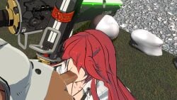 3d 3d_(artwork) black_penis blowjob fellatio fossil3d futanari guilty_gear guilty_gear_strive incest jack-o'_valentine ramlethal_valentine red_hair sucking sucking_penis