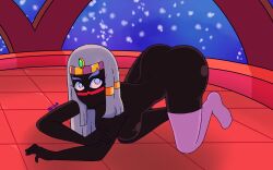 akibahtmlrgb black_body duck_dodgers female female_only looney_tunes martian martian_(duck_dodgers) nude nude_female queen_tyr'ahnee warner_brothers white_hair