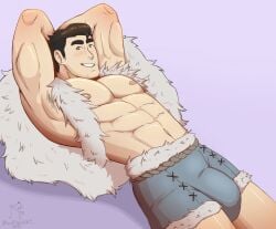 1boy abs avatar_legends bara biceps big_bulge black_hair bolin bulge clothing green_eyes male male_nipples male_only muscular_male nickelodeon nipples pecs the_legend_of_korra tight_clothing wolfshirtart