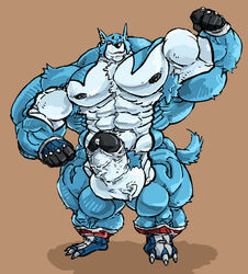 1boy abs anthro balls biceps big_balls bodybuilder canine claws cum doggie_kruger doggy_kruger erection fangs flexing fur furry hyper looking_at_viewer male male_only muscles muscular nude pecs penis power_rangers precum serratus_anterior solo stagor55 tail