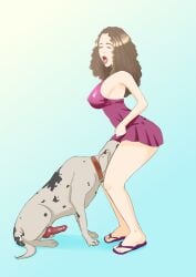 animal_penis brown_hair canine digital_drawing_(artwork) no_nude oral_sex petplay razura standing sucking zoophilia