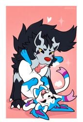 ai_generated blowjob feral feral_on_feral knot knotted_penis nai_diffusion novelai pokemon request shiny_pokemon shiny_sylveon sylveon