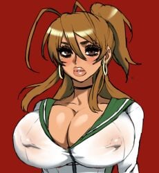 2024 alternate_version_available big_breasts big_eyelashes big_lips bimbo bimbofication colored_skin eyelashes highschool_of_the_dead huge_breasts jay-marvel large_breasts light-skinned_female light_skin portrait rei_miyamoto sketch solo solo_female