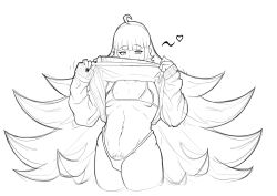 0_danvil_0 belly_button big_thighs black_nails character_request covered_mouth covered_pussy doodle ear_piercing exposed_belly exposed_torso fangs flat_chest happy_trail hood hoodie long_hair long_nails looking_at_viewer monia oerba_yun_fang pubic_hair sharp_fingernails sketch small_breasts swimsuit teasing teasing_breasts teasing_pussy teasing_viewer thighs underboob underwear undressing