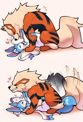 ai_generated arcanine breeding dominant_male feral feral_on_feral mating_press nai_diffusion novelai pokemon pokemon_(species) shiny_pokemon shiny_sylveon sylveon