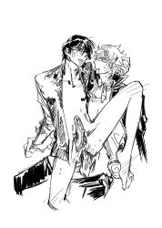 2boys anal anal_sex bottomless chu_pumpkinhoe cum cum_in_ass cum_inside erection gay gintama gintoki_sakata hair_grab hair_over_one_eye looking_at_another male male_only monochrome open_shirt penis saliva_trail sitting_on_lap sitting_on_person sketch spread_legs takasugi_shinsuke uncensored yaoi