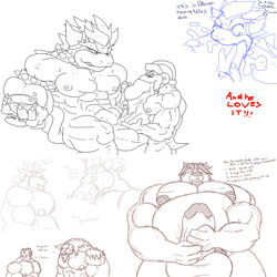 balls bovine bowser claws danandnite draenei dragon erection fangs fat fellatio grin hammer_bros. horns koopa male mario_(series) muscles nintendo nude oral oral_sex penis reptile scalie sex size_difference sketch spikes standing stupidgit tail tauren warcraft yaoi