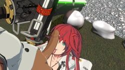 3d 3d_(artwork) black_penis cock_worship fossil3d futanari guilty_gear guilty_gear_strive incest jack-o'_valentine licking licking_penis ramlethal_valentine red_hair