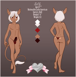 1boy anthro ass balls bovine bull color crossdressing cutesauce erection femboy half_nude horns kemonomimi lavenderpandy male male_only model_sheet penis red_eyes short_hair silk solo standing tail thighs thong underwear wide_hips