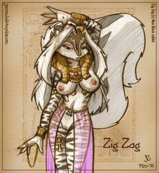 2002 ankh anthro breasts egyptian female jewelry joe_randel pussy skunk solo translucent zig_zag