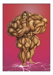 big_breasts big_muscles breasts brown_hair female hair huge_breasts huge_muscles large_breasts large_muscles muscle_growth muscles muscular muscular_arms muscular_female muscular_legs muscular_thighs pale_skin veins veiny_muscles