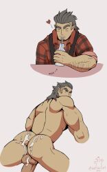 ass balls bara beard_stubble big_balls big_penis boner cum erection male male_only muscular_male nude penis solo solo_male werewolf wolfshirtart