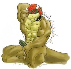 bowser koopa male_only mario_(series) nintendo nude penis precum sasuga solo