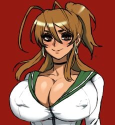 2024 alternate_version_available big_breasts big_eyelashes colored_skin eyelashes highschool_of_the_dead huge_breasts jay-marvel large_breasts light-skinned_female light_skin portrait rei_miyamoto sketch solo solo_female