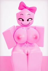 1girls 3d adult_female aged_up aged_up_character ai ai_generated belly_button blocky_anatomy blocky_body bow_on_head breasts clitoris female female_only forsaken_(roblox) huge_breasts labia nipples pink_bow pink_nipples pink_skin pink_skinned_female pink_theme pr3tty_princess pussy r6 roblox roblox_game robloxian smug smug_face solo solo_female solo_focus thick_thighs vagina