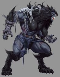 1girls big_breasts huge_breasts monster monster_girl muscular_female sharp_claws sharp_teeth thick_thighs virgoart1509 werewolf