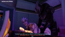 3d alien alien_genitalia alien_girl alien_humanoid asari comic comic_page english english_text huge_cock liara_t'soni mass_effect turian vikhlop