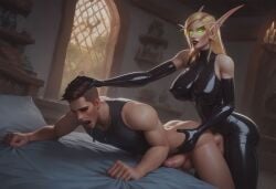 ai_generated alliance_(warcraft) anal anal_sex blizzard_entertainment blonde_hair blood_elf civitai dickgirl dickgirl/male dickgirl_penetrating doggy_style doggy_style_position domination facial_hair futa_on_male futa_with_male futanari futanari_domination futanari_penetrating head_grab horde_(warcraft) horde_domination horde_futa human_(world_of_warcraft) latex latex_clothing latex_suit male malesub murmii submissive submissive_male warcraft world_of_warcraft