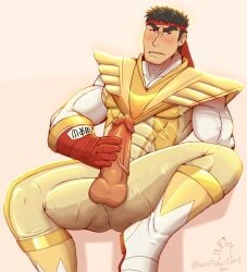 balls bandana boner capcom clothing erection male male_nipples male_only masturbation nipples penis ryu_(street_fighter) solo solo_male street_fighter tight_clothing wolfshirtart