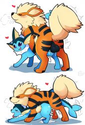 ai_generated arcanine balls balls_deep breeding feral feral_on_feral male nai_diffusion novelai pokemon pokemon_(species) request vaporeon