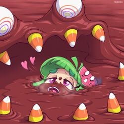 cajarito chocolate crossover death dying female glitch_productions green_hair monster quicksand sinking the_amazing_digital_circus the_fudge_(the_amazing_digital_circus) vannamelon vannamelon_(copyright) virtual_youtuber white_skin