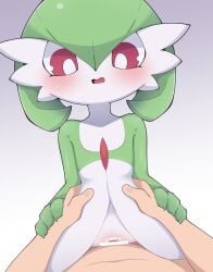 blush bodily_fluids cowgirl_position duo erection female female_penetrated flat_chest from_front_position gardevoir generation_3_pokemon genitals green_body hands_on_hips hi_res himimi human human_on_humanoid human_penetrating human_penetrating_humanoid humanoid humanoid_penetrated interspecies male male/female male_penetrating male_penetrating_female mammal navel nintendo nude on_bottom on_top open_mouth penetration penile penile_penetration penis pokemon pokemon_(species) pussy red_eyes sex sweat sweatdrop vaginal_penetration white_body