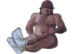 bara body_hair helmet male male_only older_male pecs socks soldier soldier_(team_fortress_2) team_fortress_2 thighs unrealreality