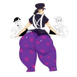 1girls 2022 2boys ass behemaid black_hair bottom_heavy curvaceous curvy dumptruck_ass female female_focus hips huge_breasts huge_thighs jojo's_bizarre_adventure jojolion joshu_higashikata josuke_higashikata_(jojolion) kei_nijimura leggings looking_at_viewer looking_back male short_hair thick_ass thick_thighs thighs voluptuous wide_hips yeehawt0wn