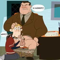 blonde_hair blowjob blowjob_face brown_eyes brown_hair classroom cum_in_mouth cum_inside cumming daddy dialogue disney erection_under_clothes fondling_balls freckles_on_face gay gay_blowjob gay_sex giving_head going_down_on harzu head_grab holding_penis kim_possible kneeling_oral_position male male_only mouth_full_of_cock mouth_full_of_cum mouthful on_knees oral oral_sex orgasm_from_oral pants_down penis_in_mouth ron_stoppable sitting spread_legs steve_barkin student_sucking_teacher teacher_and_student teen_boy testicles_touching unprofessional_behavior