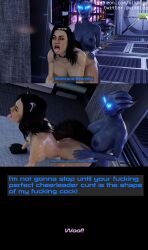 3d anal_tail asari biotics blender buttplug buttplug_tail cat_ears comic comic_page english_text female lesbian_sex liara_t'soni mass_effect miranda_lawson paws petplay sex_toy tail vikhlop yuri