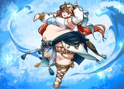 1girl 1girls belly belly_button belly_dancer breasts exposed_fat_belly fat fat_belly_dancer female female_focus female_only genshin_impact hoyoverse mihoyo mihoyo_technology_(shanghai)_co._ltd. nilou_(genshin_impact) obese obese_female solo solo_female solo_focus sumeru_girls