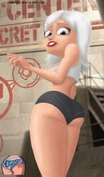 1girls 2012 2022 2d 2d_(artwork) dreamworks female female_only giantess ginormica light_skinned_female lipstick looking_at_viewer looking_back monsters_vs_aliens paramount_pictures raccoonfoot solo solo_female sports_bra susan_murphy teeth thick_thighs thighhighs