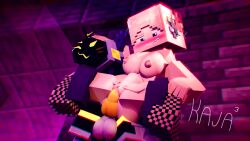 1boy 1girls 3d blue_fur carrying_partner fishnet_legwear furry human kajacubed looking_pleasured mine-imator minecraft multicolored_hair pink_hair protogen sed_(kajacubed) stomach_bulge straight straight_sex tagme vaginal_penetration yellow_face