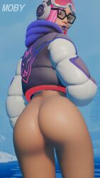 ass ass_focus bottomless bottomless_female female_only fortnite glasses jacket jacket_only looking_back looking_back_at_viewer lynx_(fortnite) moby_(artist) only_female snow_gear tagme trailblazer_lynx_(fortnite)